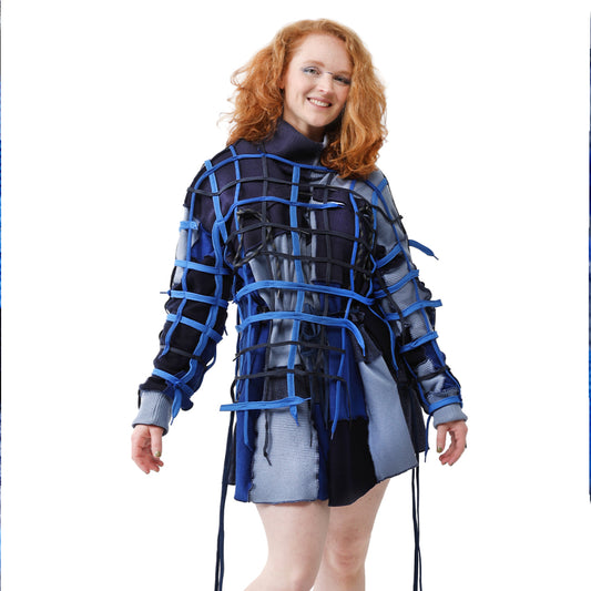 Schuhspitzenpullover, Blau