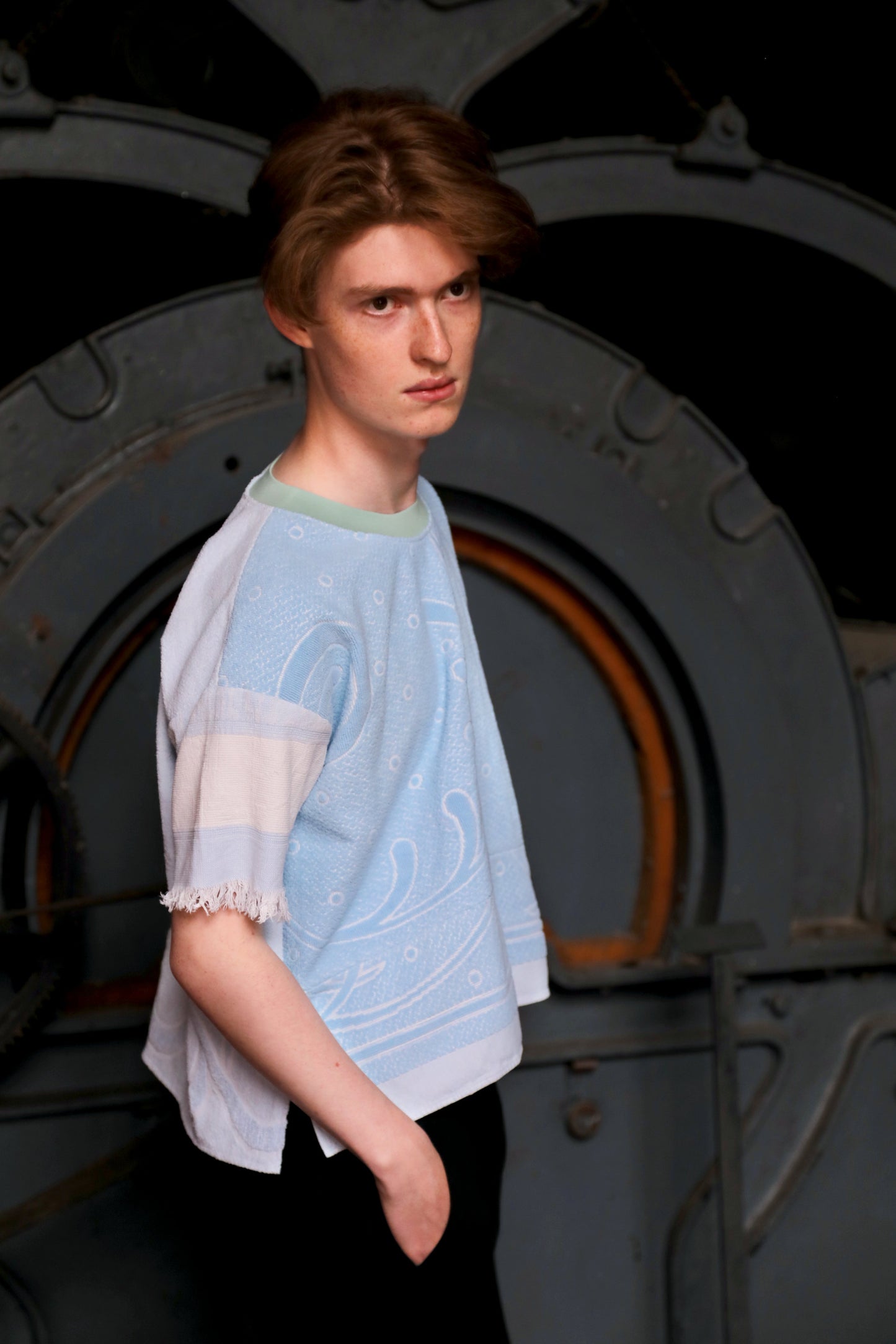 Unique Unisex T-shirt Upcycling Aqua , size M