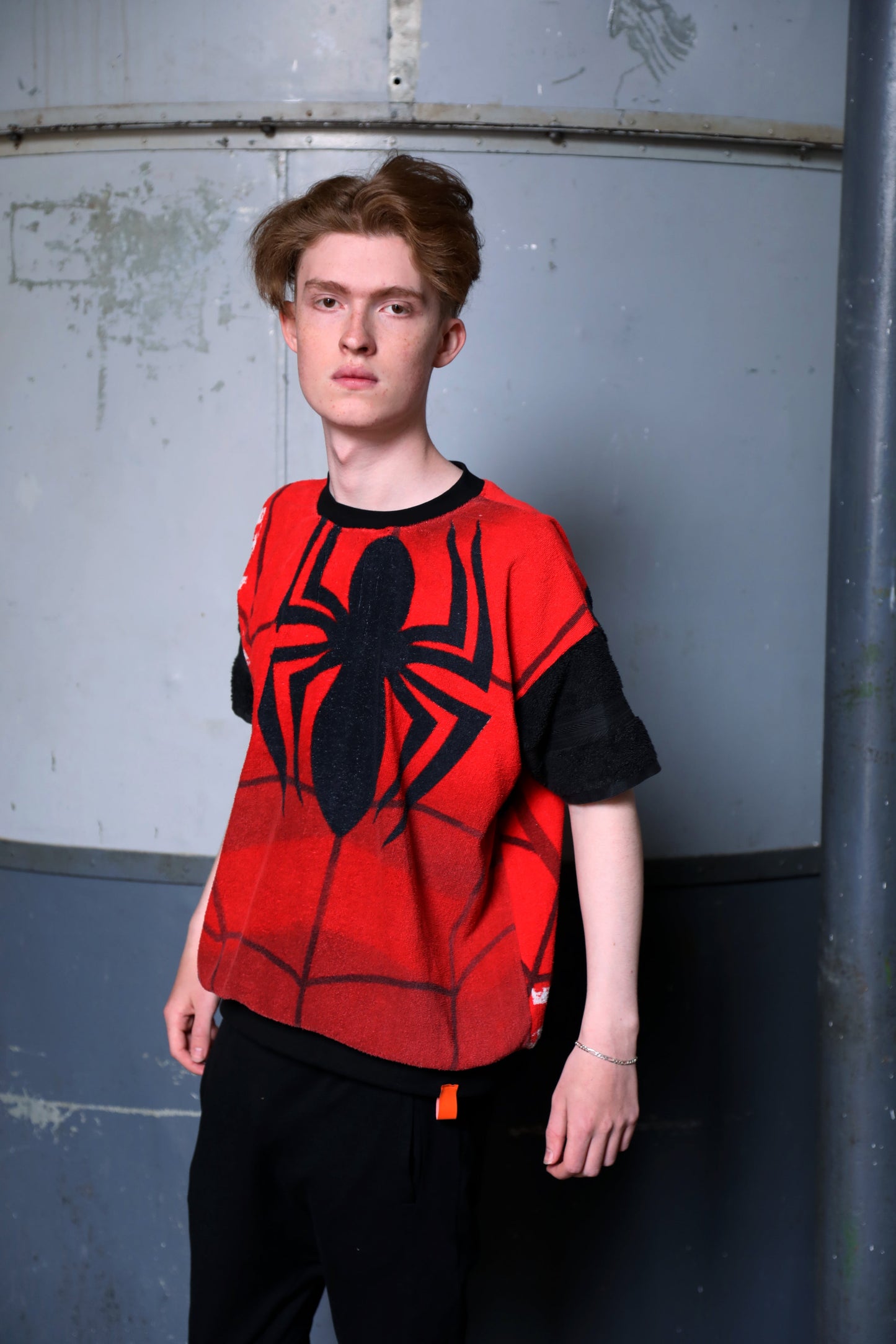 Unique Unisex T-shirt Upcycling Spiderman, size M