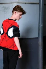 Unique Unisex T-shirt Upcycling Spiderman, size M
