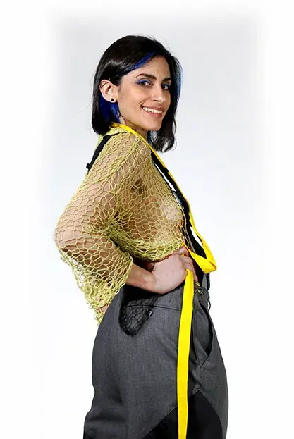 products-2022-02-24-LessvonWalli-14509 Yellow Hand-knitted Sweater - Imagen 1